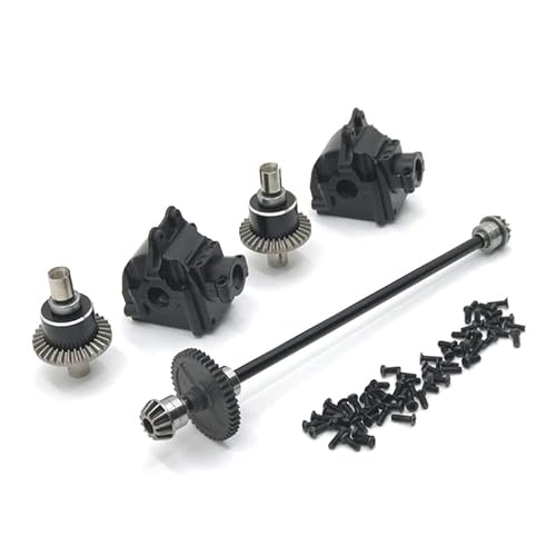 SGREHJDR Upgrade Metall-Mittelantriebswellenbaugruppe Getriebedifferentialsatz for Wltoys 144010 144001 144002 Teile(Zwart) von SGREHJDR