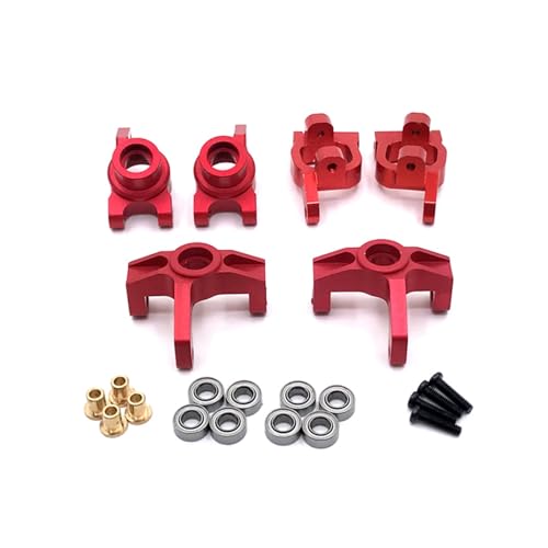 SGREHJDR for LC 1/14 WLtoys 144010 144001 144002 124017 124016 124018 124019 RC Auto Metall Teile Modifizierte Lenkung Tasse, C Sitz, Hinterrad Tasse(Rood) von SGREHJDR