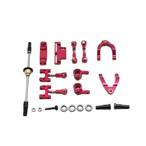 SGREHJDR for WPL 1/10 D12 RC Auto Metall Upgrade Zubehör Hinterachse Metall Differential Kit(Rood) von SGREHJDR