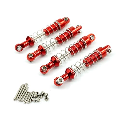 SGREHJDR for WPL C14 C24 MN D90 D91 D96 D99 D99S MN90 MN98 MN99S 4 stücke Metall Stoßdämpfer Dämpfer RC Auto Upgrades Teile Zubehör(Rood) von SGREHJDR