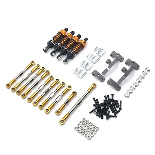 SGREHJDR for WPL C14 C24 MN D90 MN99S Metall Chassis Link Stange Zugstange Halterung Stoßdämpfer Set RC Auto Upgrades Teile Zubehör(Golden yitao) von SGREHJDR