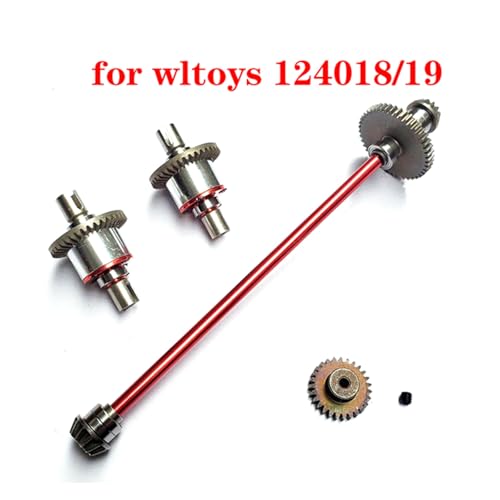 SGREHJDR for Wltoys 124019 124018 124016 124017 144001 1/12 1/14 RC Auto Metall Haupt Zentralachse Antriebswelle Differential Getriebe Upgrade Teile(Burgundy) von SGREHJDR