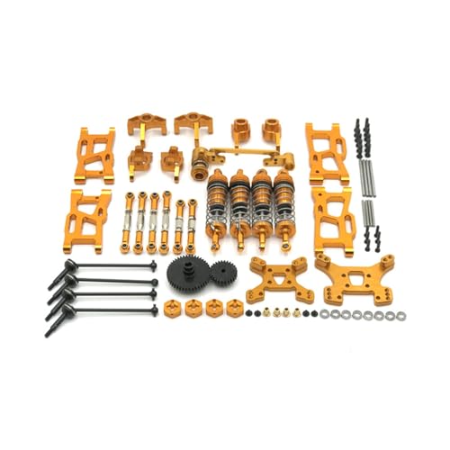 SGREHJDR for Wltoys 144001 144002 144010 124017 124019 Metall Upgrades Teile Modifikation Kits Schwinge Stoßdämpfer Set RC Auto Zubehör(Yellow) von SGREHJDR