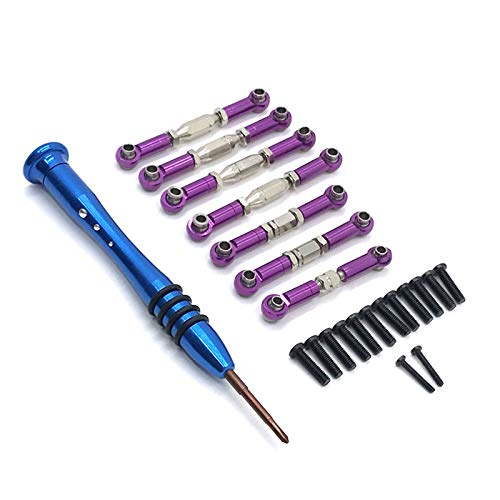 SGREHJDR for Wltoys 144002 144001 124016 124017 124018 124019 RC Auto Upgrade Teile Metall Verknüpfung Servo Pull Lenkung Spurstange Set(Purple) von SGREHJDR