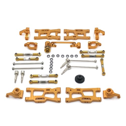 SGREHJDR for Wltoys 144010 144002 124017 124019 124018 144001 124007 RC Auto Teile Upgrade Metall Kit antriebswelle Zugstange schaukel Arm Lenkung(Yellow) von SGREHJDR