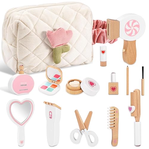 14PCS Holz Kinderschminke Set Mädchen, Holz Schminkkoffer Kinder mit Kosmetiktasche für Kinder-Rollenspiele, Makeup Schminke Spielzeug Geschenk für Geburtstag für Mädchen ab 2 3 4 Jahre 14PCS Holz Kinderschminke Set Mädchen, Holz Schminkkoffer Kinder mit Kosmetiktasche für Kinder-Rollenspiele, Makeup Schminke Spielzeug Geschenk für Geburtstag für Mädchen ab 2 3 4 Jahre von SGZIOO