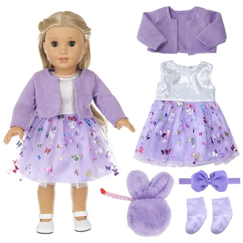 SGZIOO Puppenkleidung für 35-43 cm New Born Baby Puppen, 6 Stück Kleidung Outfits für Baby Puppen, mit Kleider, Mäntel, Taschen, Haarband, Socken, Geschenk für Kinder SGZIOO Puppenkleidung für 35-43 cm New Born Baby Puppen, 6 Stück Kleidung Outfits für Baby Puppen, mit Kleider, Mäntel, Taschen, Haarband, Socken, Geschenk für Kinder von SGZIOO