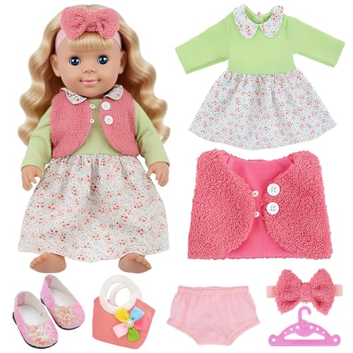 SGZIOO Puppenkleidung für 35-43 cm New Born Baby Puppen, Kleidung Outfits für Baby Puppen, mit Kleider, Mäntel, Haarbänder, Unterhosen, Kleiderbügel, Schuhe, Taschen, Geschenk für Kinder (8 Stück) SGZIOO Puppenkleidung für 35-43 cm New Born Baby Puppen, Kleidung Outfits für Baby Puppen, mit Kleider, Mäntel, Haarbänder, Unterhosen, Kleiderbügel, Schuhe, Taschen, Geschenk für Kinder (8 Stück) von SGZIOO