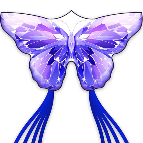 SGftre Butterfly Kites Top-Qualität, leicht zu fliegen Perfektes Outdoor-Spielzeug für Kinder und Erwachsene, Drachen für die Familie im Freien Spielen (Purple Crystal Butterfly, 1) von SGftre