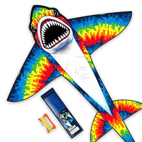 SGftre Shark Kites - Große Drachen (148 cm x 188 cm) für Erwachsene und Kinder, Stabil und Leicht zu Manövrieren - Perfektes Strandspielzeug für Spannende Outdoor-Aktivitäten (Colored Shark) von SGftre