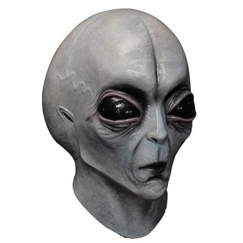 SH-RuiDu Halloween Alien Kopfbedeckung, Naturlatex Halloween Horror Kopfbedeckung Weiche Alien Gesichtsbedeckung für Halloween Kostüm Party Karneval Cosplay von SH-RuiDu