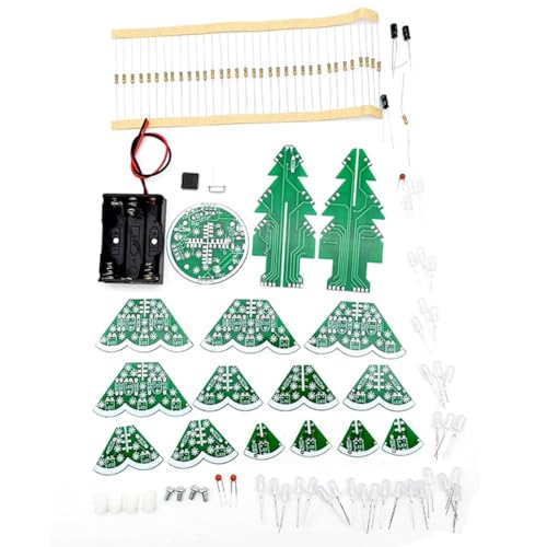 SHABD 3D-Stereo-Weihnachtsbaum-LED-Bausatz, Rot/Grün/Gelb, LED-Blitzschaltungssatz zum Üben und Lernen Des Lötens Von Elektronikteilen von SHABD