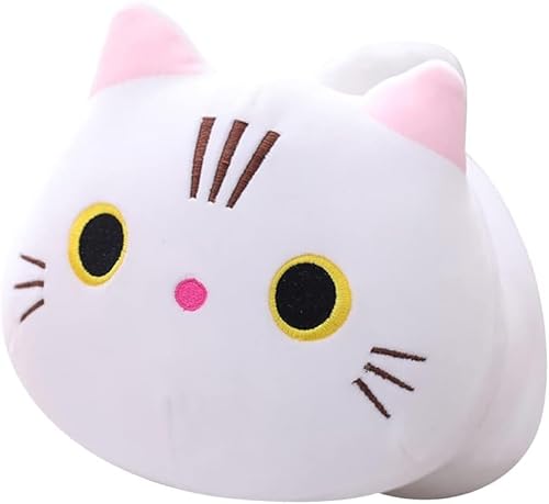 SHANGMAOYO Plüschtier Kissen, 20cm Plüschtier Flauschiges Stofftier Kawaii Bär, Katze Kuscheltier, Gefüllt Spielzeug Geschenk für Kinder Mädchen Jungen (Neu - Weiße Katze - 35cm) von SHANGMAOYO