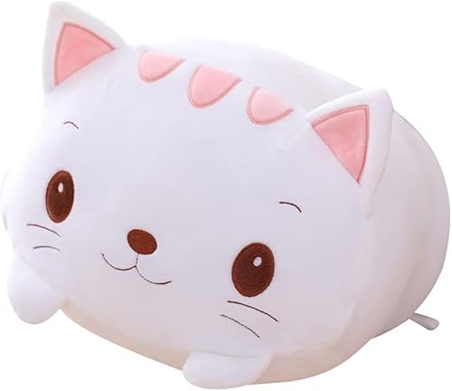 SHANGMAOYO Plüschtier Kissen, 20cm Plüschtier Flauschiges Stofftier Kawaii Bär, Katze Kuscheltier, Gefüllt Spielzeug Geschenk für Kinder Mädchen Jungen (Weiße Katze) von SHANGMAOYO