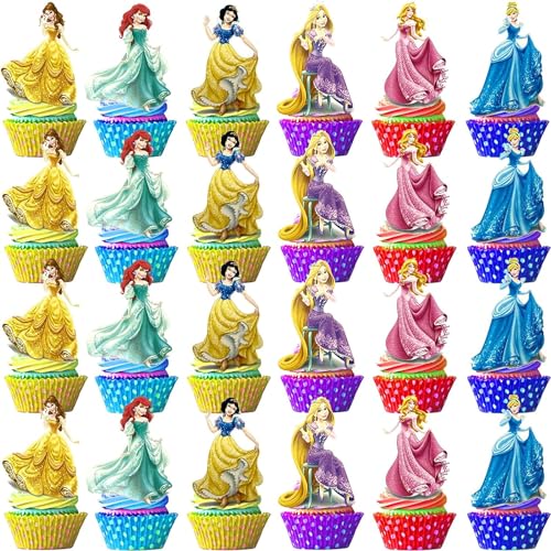 Cartoon Cake Topper, 48pcs Cupcake Topper Geburtstag Kinder, Topper für Torte Kinder, Cake Topper, Kuchendekoration für Geburtstagsfeiern und Cartoon-Themenpartys für Kinder（E） von BYUP