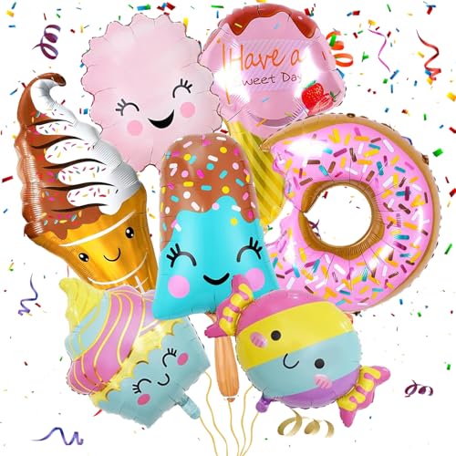 Donut Folienballon, 7pcs Eiscreme Party Deko, Eiscreme Ballons, Folienballon Candy, Ice Cream Balloon, Geeignet für Geburtstagsballons zum Thema Eiscreme für Jungen und Mädchen Donut Folienballon, 7pcs Eiscreme Party Deko, Eiscreme Ballons, Folienballon Candy, Ice Cream Balloon, Geeignet für Geburtstagsballons zum Thema Eiscreme für Jungen und Mädchen von SHANKAM