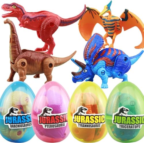 SHANKAM Ostern Dino Ei, 4pcs Dinosaurier überraschungsei, Kinder überraschungsei Dino, Dinosaurier Ei Spielzeug, Dino Ei, Füllgeschenke zu Ostern für Jungen und Mädchen（B） von SHANKAM