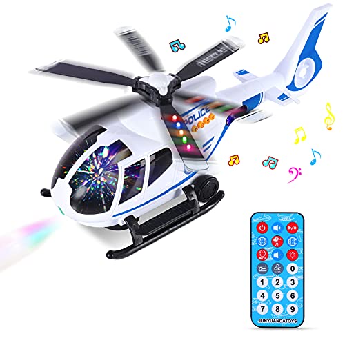 Hubschrauber Spielzeug mit Fernbedienung, Flugzeugspielzeug, Flugzeug Spielset, Flieger Kinder mit Lernspielzeug Set, Mit LED-Licht und Musik, Infrarotsteuerung für Kinder 2 3 4 5 6 Jahre (Weiß) von SHANNA