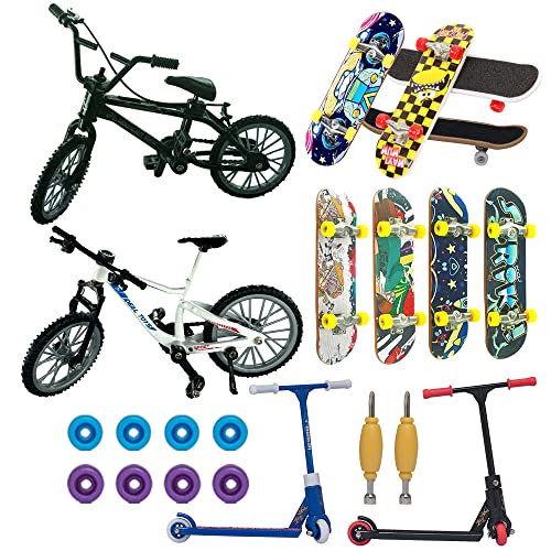 SHAOOU Mini-Finger-Skateboard-Spielzeug-Set, Fingerfahrräder, BMX, Mountainbike, Fingerroller, Profi-Griffbrett mit Rädern, Werkzeug-Zubehör-Set, Fingerbrett, Partygeschenke, Geschenke für Jungen, von SHAOOU