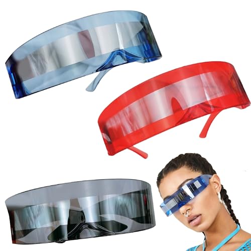 SHAPEPOTY Brille - Set mit 3 fantastischen Futuristischen Sonnenbrillen, für den vielseitigen Gebrauch, Techno LED-Brille, perfekt für Partys und Nachtausflüge von SHAPEPOTY