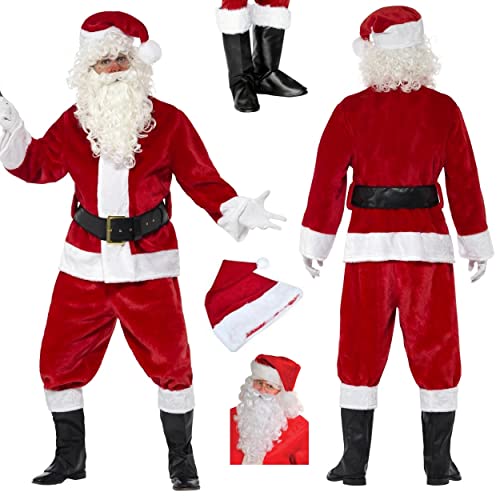 SHATCHI GoodsOnline24/7 komplettes Set Weihnachtsmann-Anzug Outfit Weihnachten Erwachsene Kostüm Zubehör Größe 96/111,8 cm, Rot, M von SHATCHI