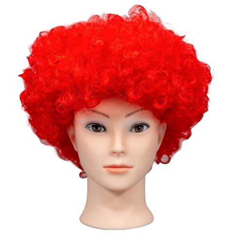 SHATCHI Halloween Afro-Perücke, lockiges Haar, für Kostümpartys, Disko-Zubehör, Wohltätigkeitsorganisation, flauschiges Fell, Unisex, 60er, 70er, 80er-Jahre-Design, rot SHATCHI Halloween Afro-Perücke, lockiges Haar, für Kostümpartys, Disko-Zubehör, Wohltätigkeitsorganisation, flauschiges Fell, Unisex, 60er, 70er, 80er-Jahre-Design, rot von SHATCHI