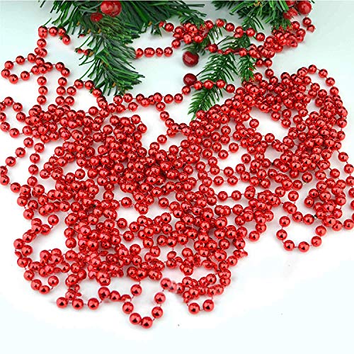 SHATCHI Metallic 7,3m hängende Perlengirlande Weihnachtsbaum Dekorationen Xmas Home Decor Party Lametta String Chain-Rot, Silber, Gold, 1 von SHATCHI