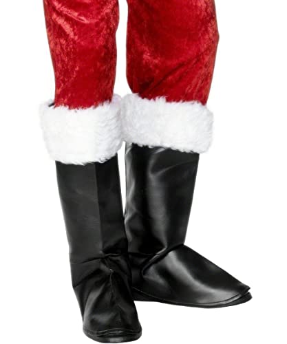 SHATCHI Stiefel Weihnachten Party Kostüm Zubehör Weihnachtsmann Schuhüberzieher Tops Outfit Herren Damen Schwarz Einheitsgröße von SHATCHI