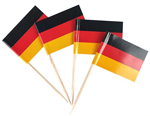 SHATCHI Zahnstocher aus Holz mit Deutschland-Flagge, für Sandwiches, Essen, Cupcakes, Cocktails, Partyzubehör, Geschirr-Dekorationen, Multi, 50pcs von SHATCHI