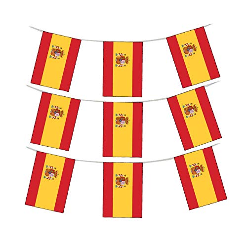 Wimpelkette mit Shatchi-Wappen Spanien, Nationalstoff, 3 m, 10 Flaggen, Rugby-Fans, Dekoration, mehrfarbig von SHATCHI