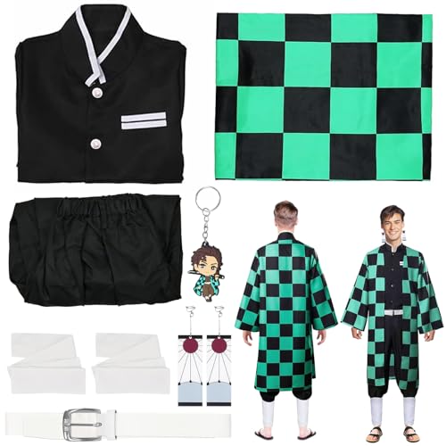 SHAWINKLE Anime Kostüm,Cosplay Kimono Kostüm,9er Set,Kimono Herren,Kimono Rollenspiele Kleidung,Anime Cosplay Vollkostüm,Karneval Party Kostüm,Geschenk für Halloween Weihnachten Karneval von SHAWINKLE