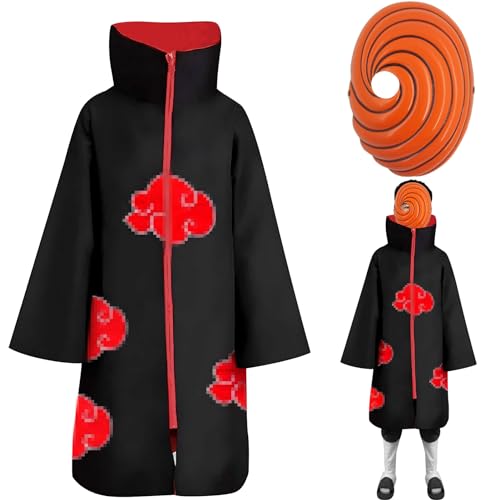 SHAWINKLE Anime Mantel Kinder Mit Maske Unisex Cosplay Anime Kostüm Kinder Für Jungen Mädchen Und Anime-Fans Für Halloween Weihnachten Karneval von SHAWINKLE