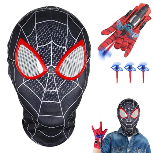 SHAWINKLE Maske mit Launcher Handschuh Handschuhe,Maske für Kinder,Masken für Cosplay Karneval Halloween Weihnachten Maskerade Film Party Requisiten,Kinder Geschenk von SHAWINKLE