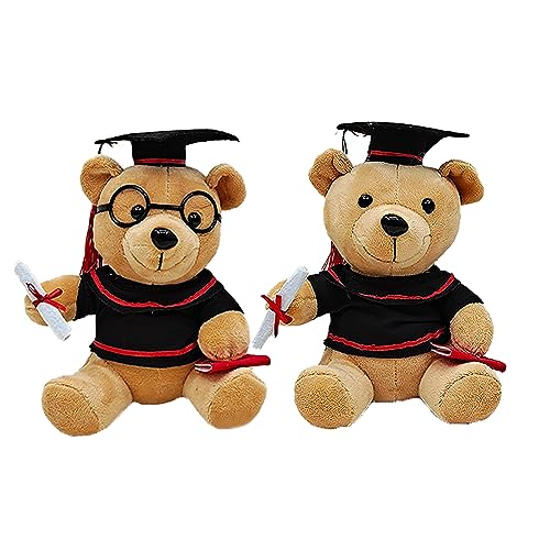 2 Stücke Abitur Teddy,mit Brille Plüschtier Bär,mit Doktorhut Diplom und Abschluss Talar Niedlich Plüschtier Bär, Abschluss Geschenk Plüschtier Bär für Mädchen Jungen Abschluss Schule Geschenk（20cm） von SHDIEHJFMLDH