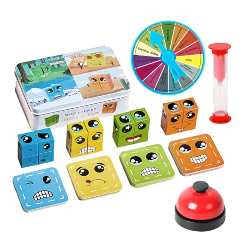 Face Changing Magic Cube,Kinder 3D Puzzle Face Changing Magic Cube,mit Strafscheibe Glocke and 1min Sanduhr,für Kinder Früherziehung,Interaktion,Bildungs bausteins Spielzeug von SHDIEHJFMLDH