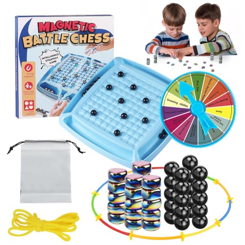 Magnetspiel,Magnetisches Schachspiel,Tragbares Schachbrett Magnetisch,Multiplayer Strategie Magnet Brettspiel mit Baustein Stick und Seil, für Kinder Früherziehung,Interaktion,Bildungs Spielzeug von SHDIEHJFMLDH