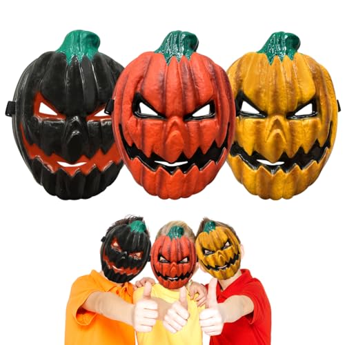 SHDIEHJFMLDH 3 Stück Kürbis Masken Evil,Halloween Kürbis Maske,Gruselige Masken Kürbis,Halloween Masken Horror,Fasching für Erwachsene und Kinder Halloween Verkleidung Party Favors von SHDIEHJFMLDH