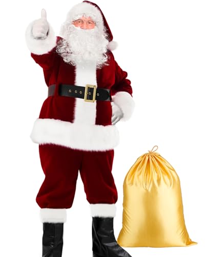 SHEJIZE Weihnachtsmann-Kostüm für Herren, Weihnachtsmann-Kostüm, Weihnachtsmann-Anzug, Erwachsene, Herren, Weihnachtsmann-Outfit von SHEJIZE