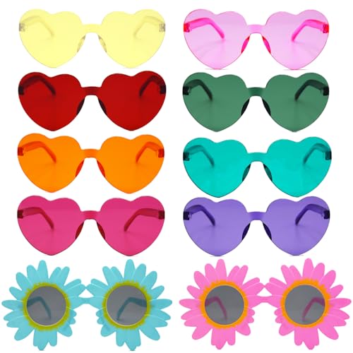 SHENSAIGO 8 Paar Herz Sonnenbrille, Bunte Party Sonnenbrille, Randlose Herzbrille, Lustige Partybrillen mit 2 Sonnenblumen Sonnenbrille, Hippie Herzbrillen für Hochzeit Fasching Foto Requisiten SHENSAIGO 8 Paar Herz Sonnenbrille, Bunte Party Sonnenbrille, Randlose Herzbrille, Lustige Partybrillen mit 2 Sonnenblumen Sonnenbrille, Hippie Herzbrillen für Hochzeit Fasching Foto Requisiten von SHENSAIGO