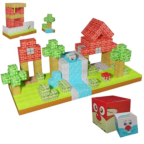 Magnetische Bausteine 102Teile Magnetic Building Blocks Urwald Style Magnetbausteine Magnet Spiele Spielzeug Magnetspiele für Geschenk ab 2 3 4 5 6 7 8 9 10 Jahre Junge Mädchen Bauklötze Kinderspielz von SHENSE