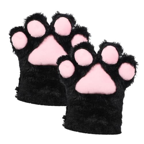 SHERCHPRY 1 Paar Bärenklauenhandschuhe Katzenkostüm Katzenbürste Für Kurzhaarige Katzen Katzenpfoten Wolf Wild Bausatz Warme Haustierpfotensocken Automatisch Kratzer Plüsch Black von SHERCHPRY