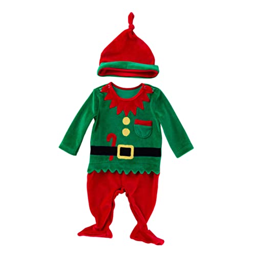 SHERCHPRY 1 Satz Baby-weihnachtskleidung Baby-weihnachtsmütze Weihnachtsoverall Kleidung Für Neugeborene Jungen Neugeborenes Weihnachtsoutfit Babyfoto Lange Ärmel Baumwolle Einteilige Hose von SHERCHPRY