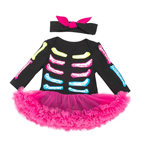 SHERCHPRY 1 Satz Festival-Skelett-Kleid Kinderkostüme Kleid für neugeborene Mädchen halloween costume halloween kostüme Rock langärmliges schwarzes Kleid Halloween-Spielanzug Babykostüm von SHERCHPRY