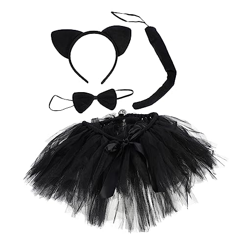 SHERCHPRY 1 Satz Halloween Verkleiden Halloween-katzenkostüm Für Halloween -kostüm Tierkostüm Haarband Mit Katzenohren Halloween-kind Kinderkostüm Party Cosplay -rock Black von SHERCHPRY