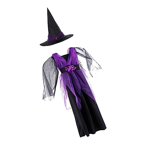 SHERCHPRY 1 Satz Hexenkostüm Cosplay-kleidung Für Mädchen Kinderanzug Halloween-kostüme Für Kleinkindkleid Hexenkleid Für Mädchen Halloween-kleid Für Mädchen Baumwolle Violett von SHERCHPRY