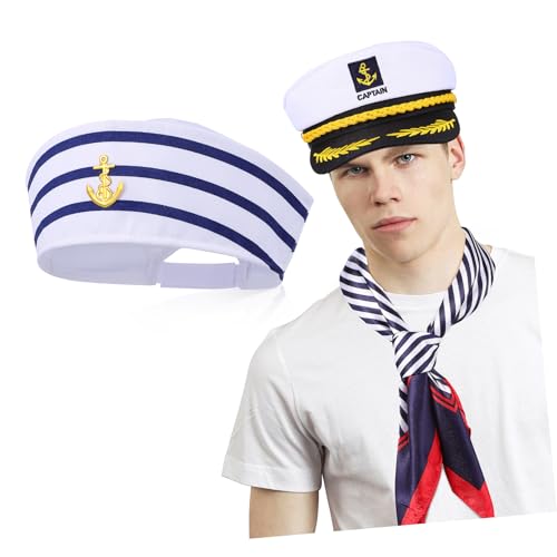 SHERCHPRY 1 Satz Matrosenhut-Set Kappe Yacht Kapitäne nautisch Matrosenzubehör Damen Kapitänsmützen Kostüm Damen Kapitänsmütze und Pfeife Hut Kostüm Matrosen-Outfit Samt von SHERCHPRY