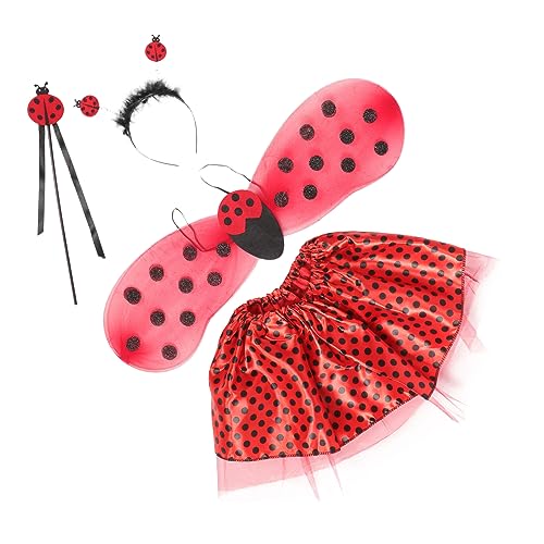 SHERCHPRY 1 Set Dress Up Für Girl Ladybug Wings Women Ladybug Party Dekoration Kostüm Kostüm Jo Yo Lady Kleid Für Mädchen Puppen Ladybugs Stoff von SHERCHPRY