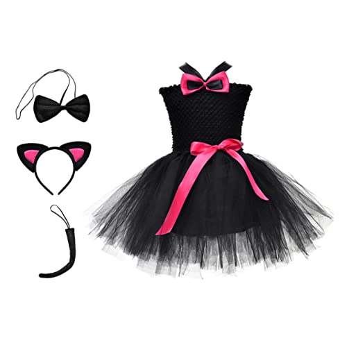 SHERCHPRY 1 Set Katzenrock Anzug Mädchen Weihnachtsoutfit Kinderkleid Outfits Kostüme Blazerkleid Unterrock Kinderkleidung Schwarzes Kleid Für Mädchen Mädchenkleid Kleidung Für Baumwolle von SHERCHPRY