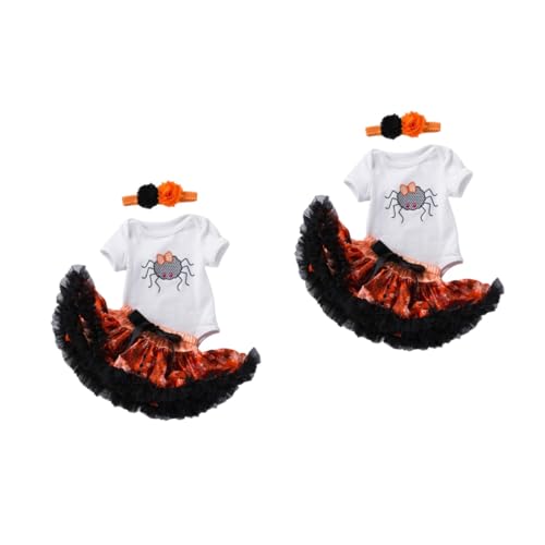 SHERCHPRY 2 Sätze Halloween-Kleideranzug Rock Anzug Kleidung Babykostüm faschingskostüme halloween halloween-dekoration Babykleidung Strampler und Spinnennetz-Tutu-Rock für Babys Garn von SHERCHPRY