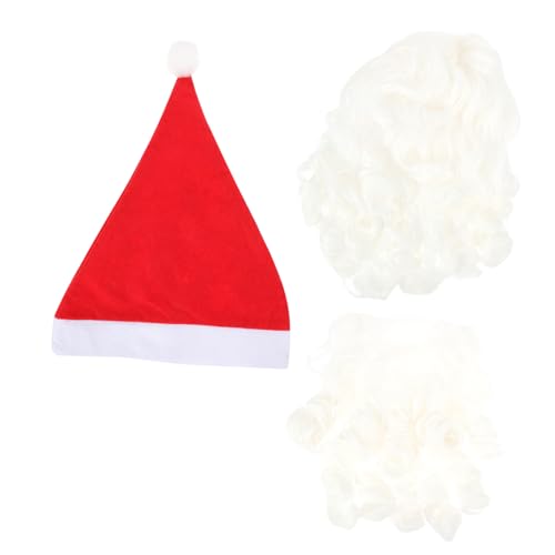 SHERCHPRY 2 Sätze Weihnachtsanzug Erwachsener Weihnachtsbart Weihnachtsmann Kostüm Zubehör Feiertagshüte Party Santa Bart Requisiten-kit Für Das Weihnachtsmann-kostüm Männer Hüte Polyester von SHERCHPRY